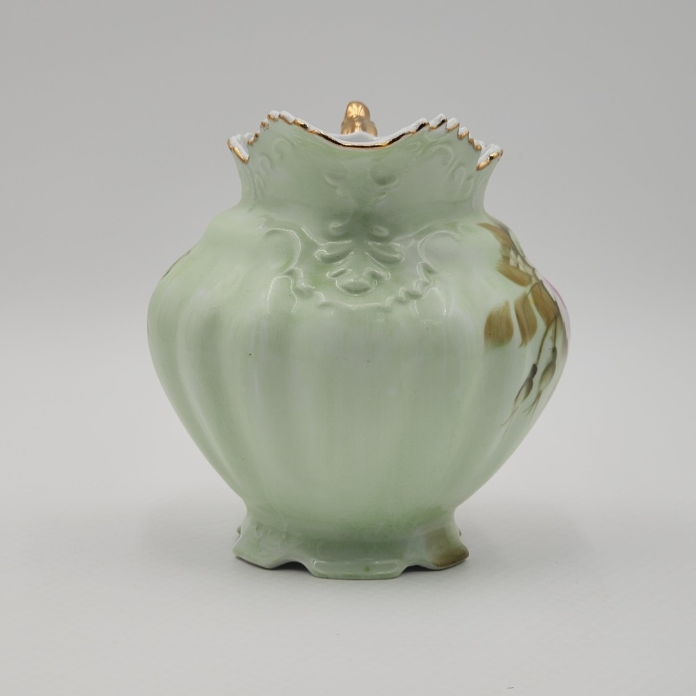 Vintage Lefton Rose Pitcher Hand Painted Green Porcelain Gold Trim 796 - Picture 2 of 16